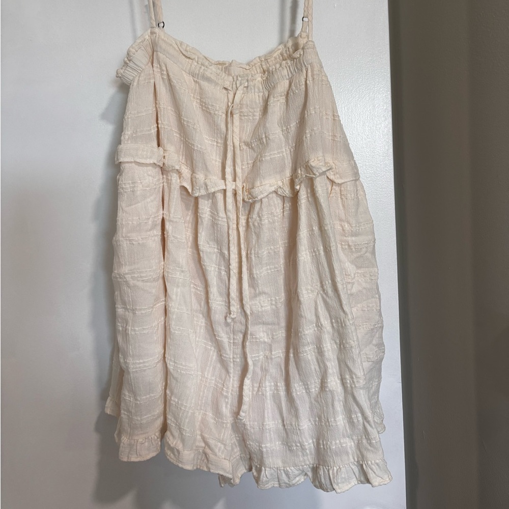 Urban Outfitters Cream Ruffle Jumpsuit